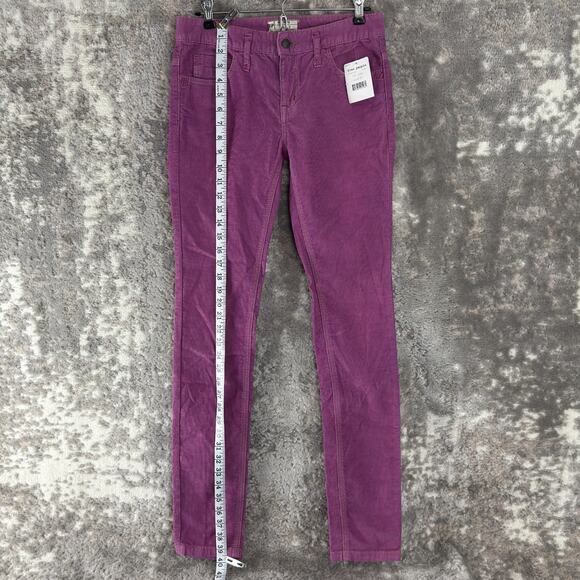 New Free People Sz 27 Corduroy Jean Purple Hot Rose Button Zip Straight Leg Pant - Picture 2 of 12